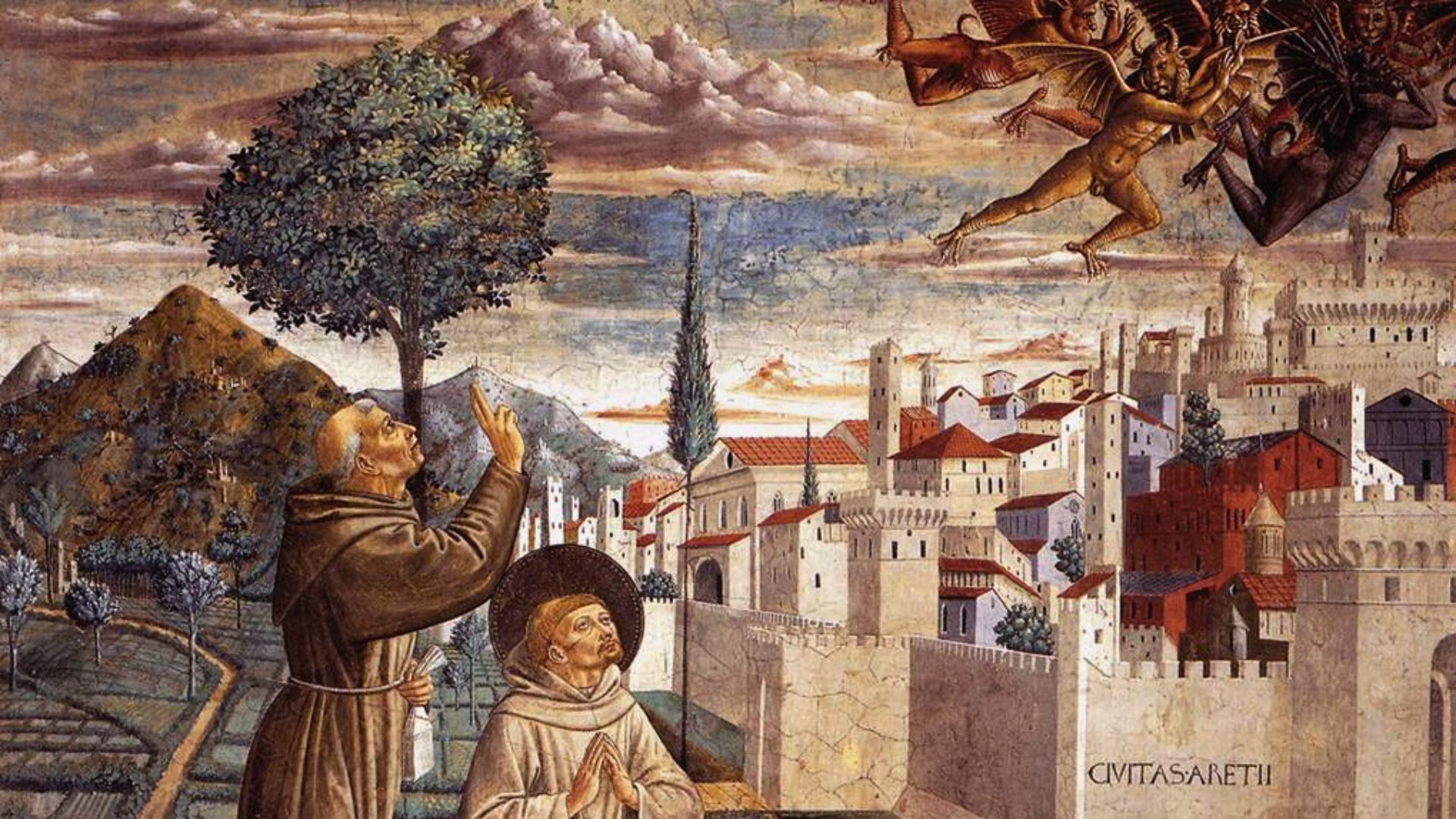 Giotto- Assisi Szent Ferenc kiűzi az ördögöket Arezzóból kiemelt